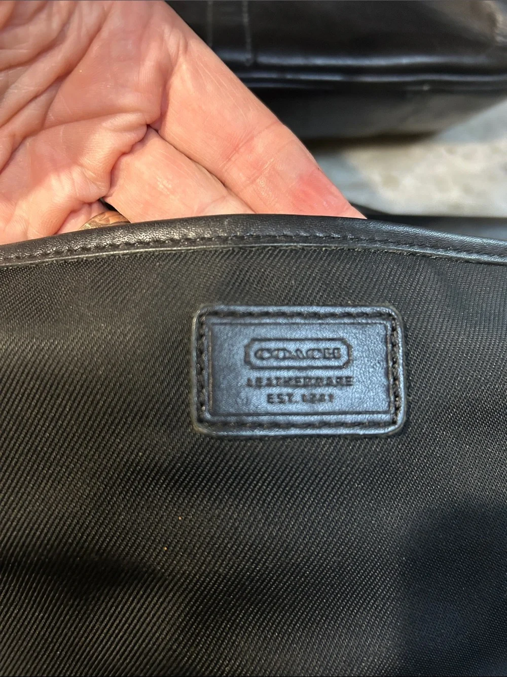 Coach Black leather & nylon briefcase messenger bag laptop travel briefcase